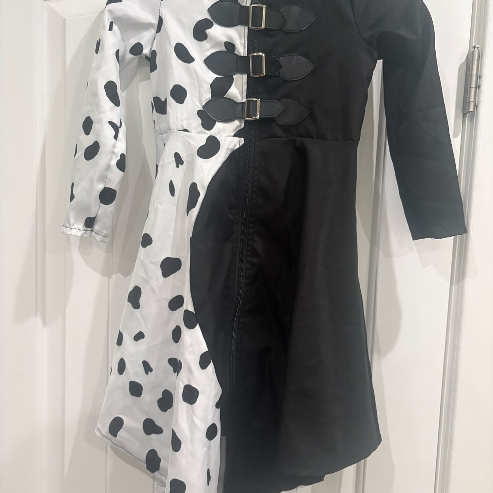 Cruella Deville Black and White Dalmatian Kids Costume